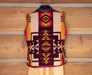 Chief Joseph Wool Purple Bias Vest - Abalone Reigh-Hamley Western Store