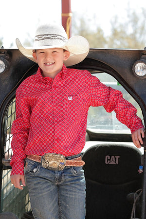 Cinch Boy's Geometric Print Button-Down Western Shirt
