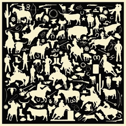 Black Cowboy Silhouette Silk scarf 34.5" - Wyoming Traders