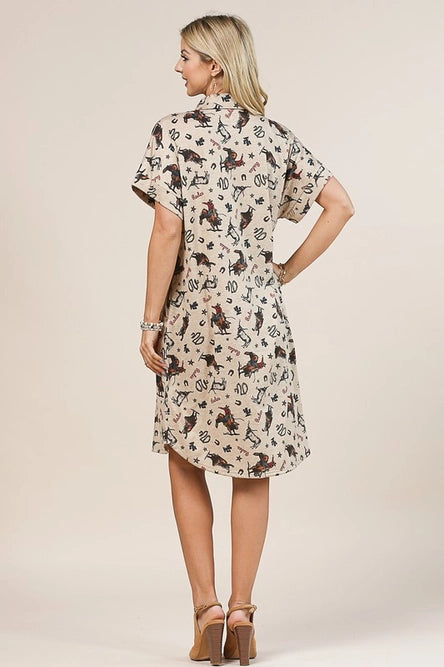 Cowboy Print Dress - Avery