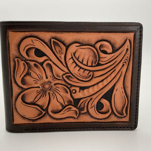 Hamley Bi-Fold Floral Carved Wallet
