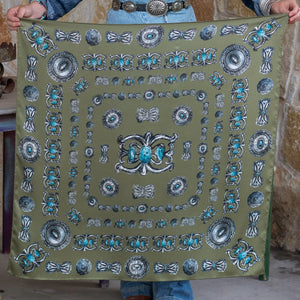 Turquoise & Conchos Scarf  - Fringe Scarves