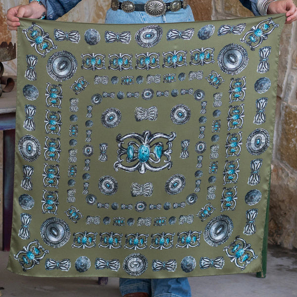 Turquoise & Conchos Scarf  - Fringe Scarves