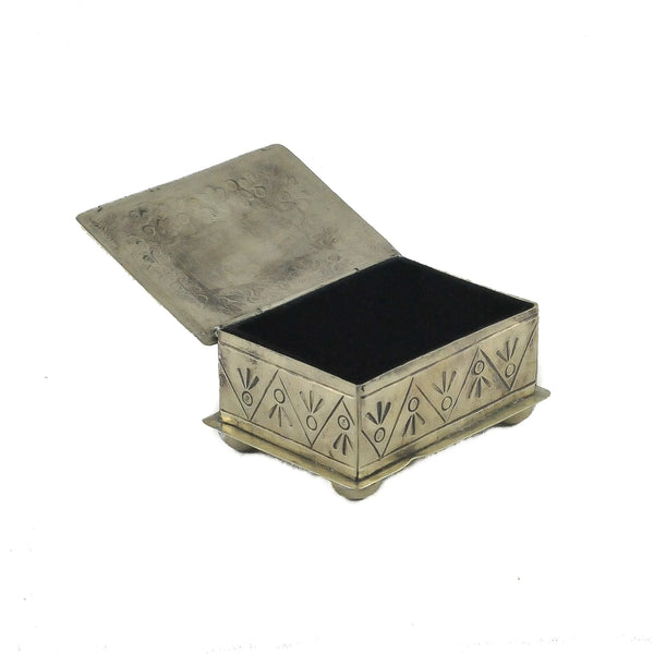 Square Stamped Box with Turquoise