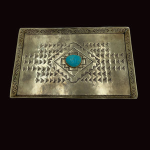 Medium Stamped Tray W/Turquoise - J. Alexander
