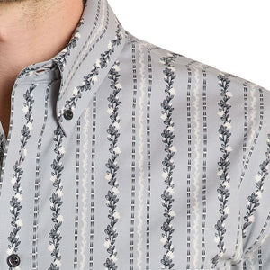 Men's Wallpaper Print Button Down Shirt - Rock & Roll Denim