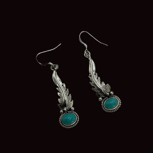 Turquoise Leaf Dangle Earrings - MATT925