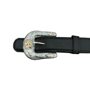 The Pecos Gold Star 1 1/2" Buckle - Vogt Silversmiths