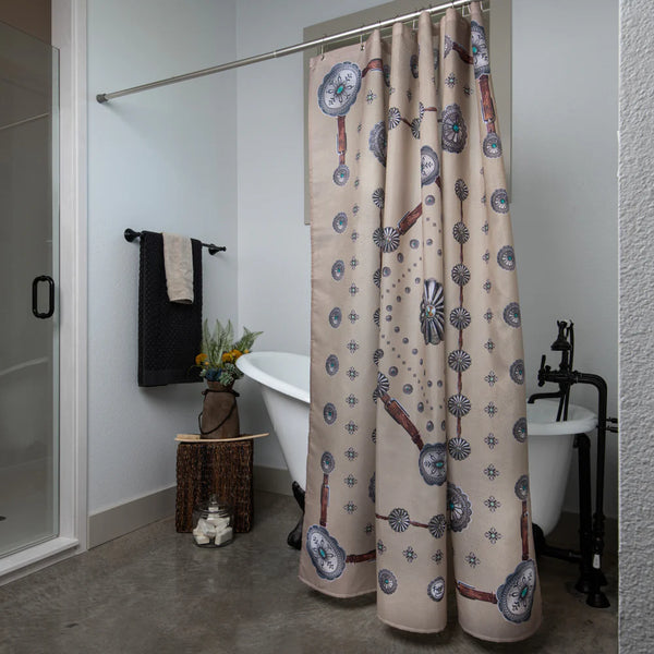 Squash Blossomed Shower Curtain - Fringe Scarves