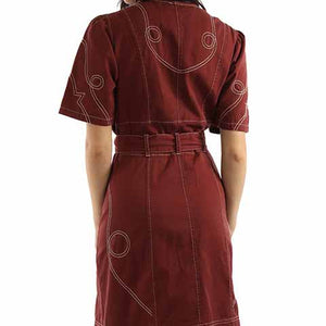 Embroidered Button Front Dress - Scully