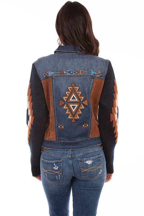 Aztec Embroidered Denim Jacket - Scully