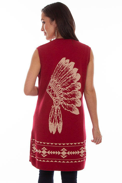 Women's Indian Headdress Sleeveless Cardigan - Scully