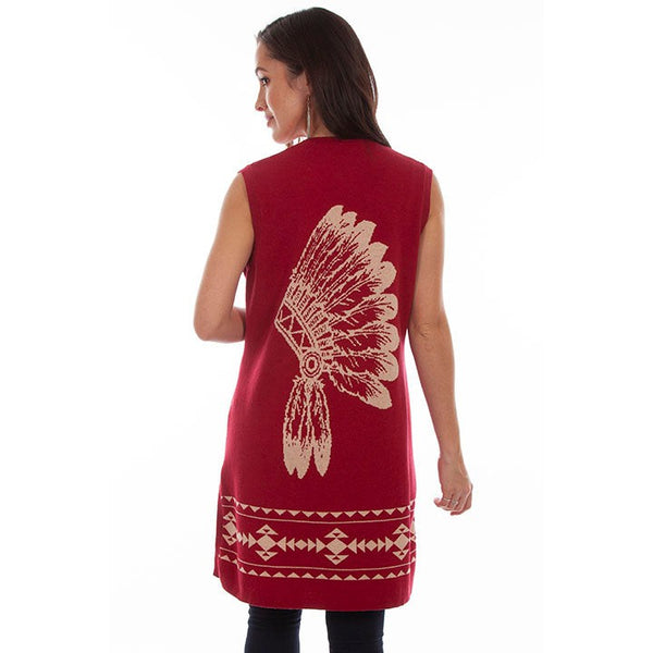 Women's Indian Headdress Sleeveless Cardigan - Scully