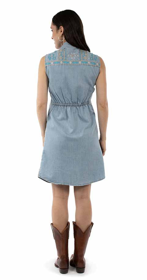 Women's Button Front Embroidered Dress - Scully