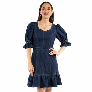Women's Denim Puff Sleeve Dress - Scully