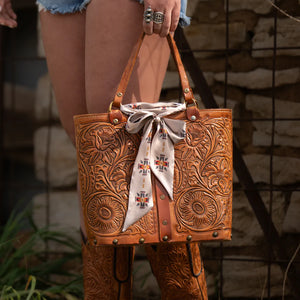Cross Me Tan Twilly - Fringe Scarves