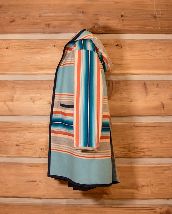 Handmade Wool Serape Turquoise Coat - Abalone Reigh