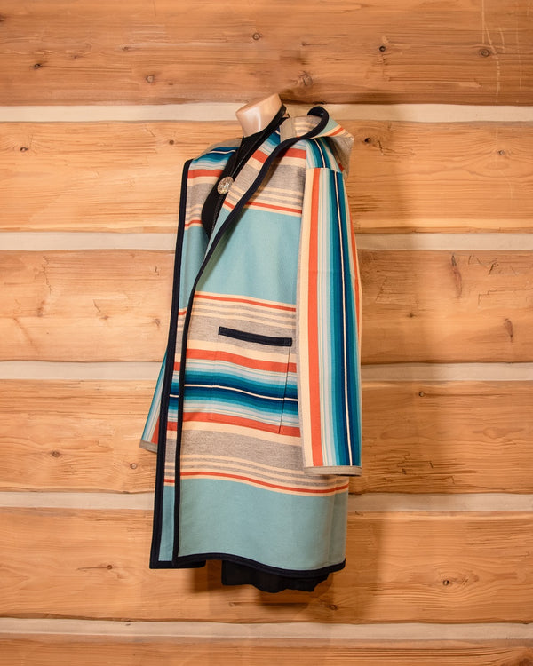 Handmade Wool Serape Turquoise Coat - Abalone Reigh