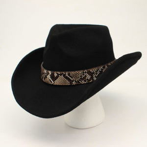 HATBAND SNAKE SKIN TASSEL BROWN