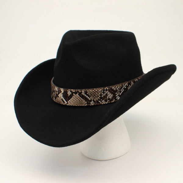 HATBAND SNAKE SKIN TASSEL BROWN