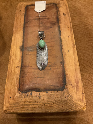 Turquoise Feather Pendant
