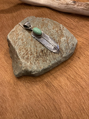 Turquoise Feather Pendant