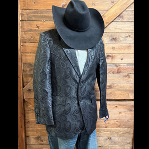 Men's Paisley Style Black Sports Coat - Circle S