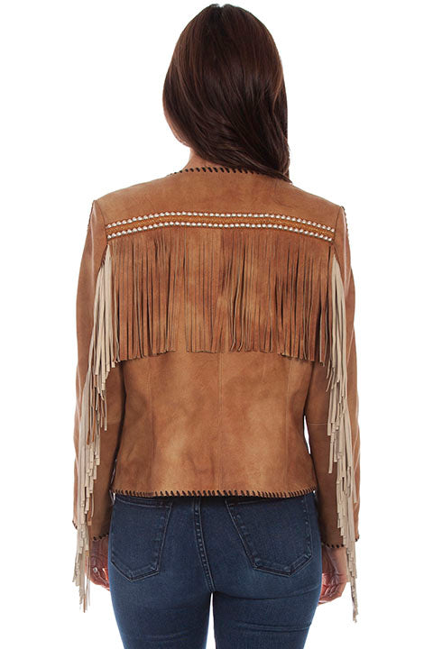 Women's Leather Fringe and Stud Jacket - Scully