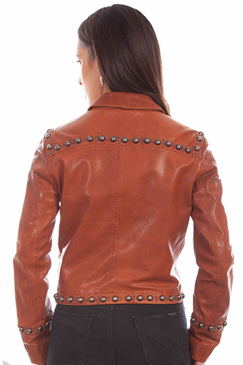 Women's Leather Studded Jacket - Scully