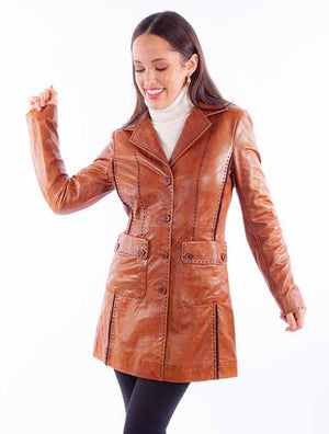 Women's Brown Leather Jacket - Scully