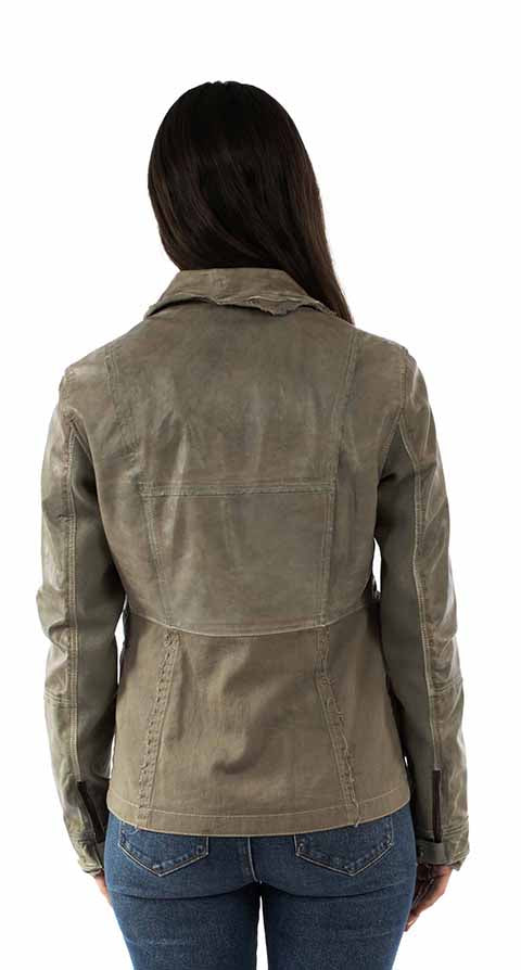 Women's Sage Canvas Leather Jacket - Scully