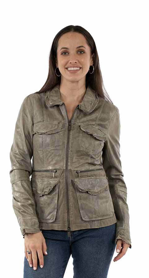 Women's Sage Canvas Leather Jacket - Scully