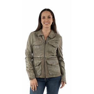 Women's Sage Canvas Leather Jacket - Scully