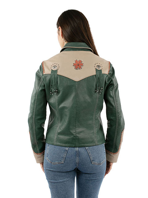 Women's Teal Leather Jacket
