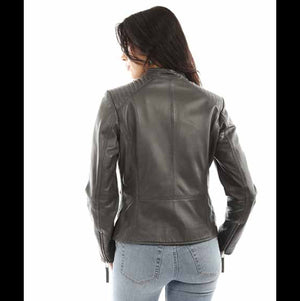 Women's Leather Zip Jacket - Scully
