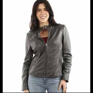 Women's Leather Zip Jacket - Scully