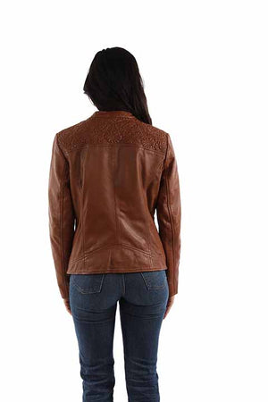 Women’s Embellished Shoulder Leather Jacket - Scully