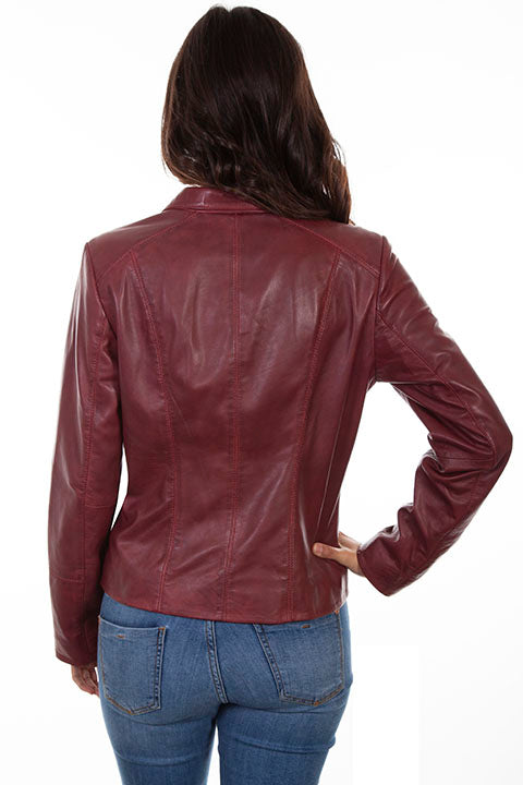 Women's Merlot Zip Leather Jacket - Scully