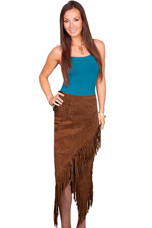 Women's Suede Fringe Skirt - Scully