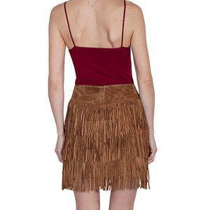 Brown Fringe Skirt - Scully