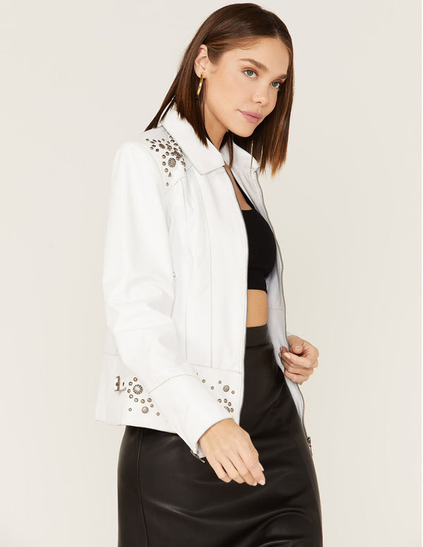 Studded Moto Leather Jacket - Sidran