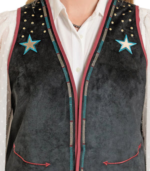 Women's Black Studded Vest - Rock & Roll Denim