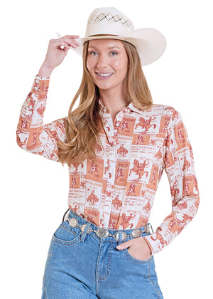 Women's Poster Print LS Shirt - Rock & Roll Denim