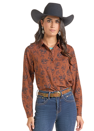 Cowboy Print Button Shirt - Rock & Roll Denim