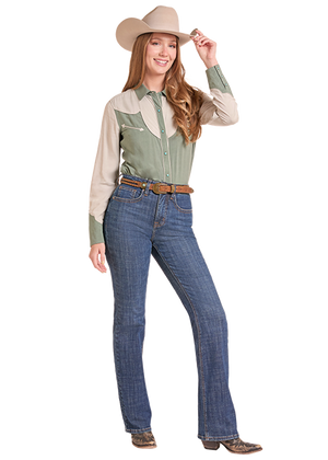 Two Tone Retro Button Shirt - Rock & Roll Denim