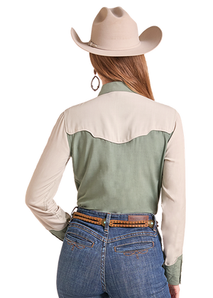 Two Tone Retro Button Shirt - Rock & Roll Denim