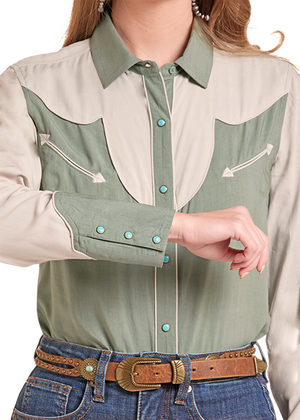 Two Tone Retro Button Shirt - Rock & Roll Denim
