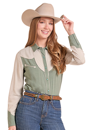 Two Tone Retro Button Shirt - Rock & Roll Denim