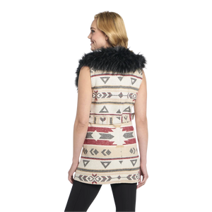 Women's Navajo Tie w/Faux Fur Collar Vest - Cripple Creek