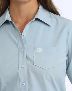 Women's Light Blue L/S Arenaflex Shirt - Cinch